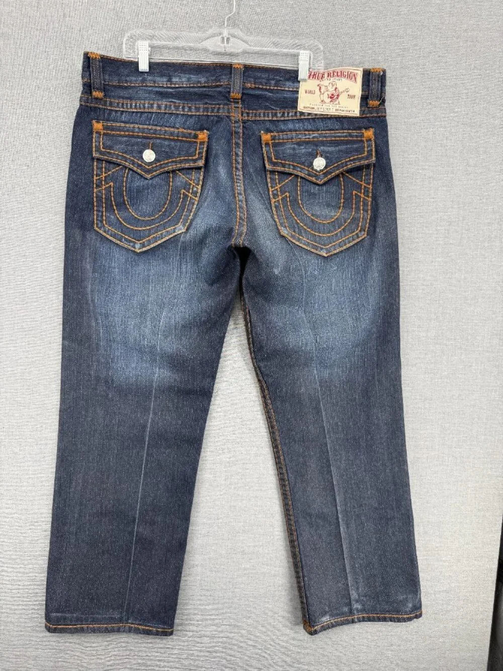 True Religion Joey Super T Jeans Mens 40x30 Blue Denim Straight Leg Pants USA
